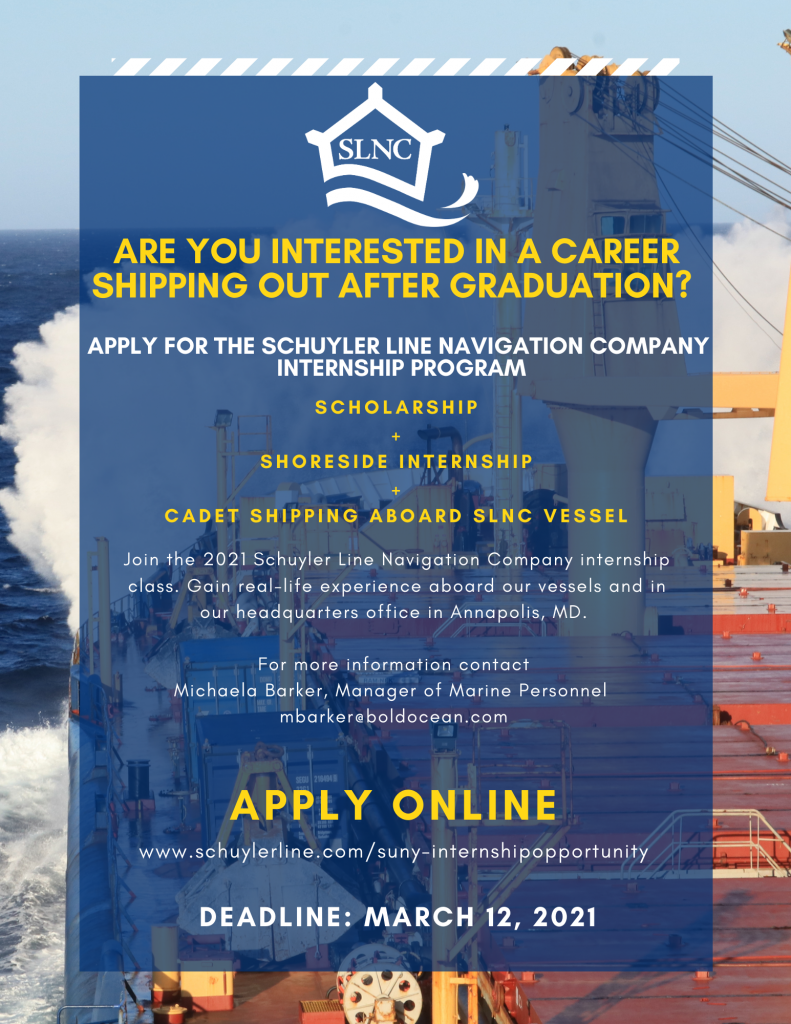 2021 SUNY Maritime Internship opportunities